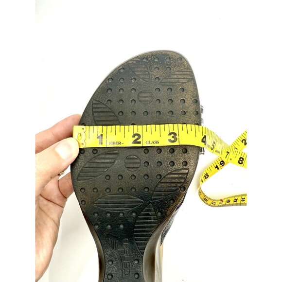 Dansko Wedge Sandals 42 US 11 Black Patent Gingham Slip On Heel Comfort Shoe - Picture 10 of 12